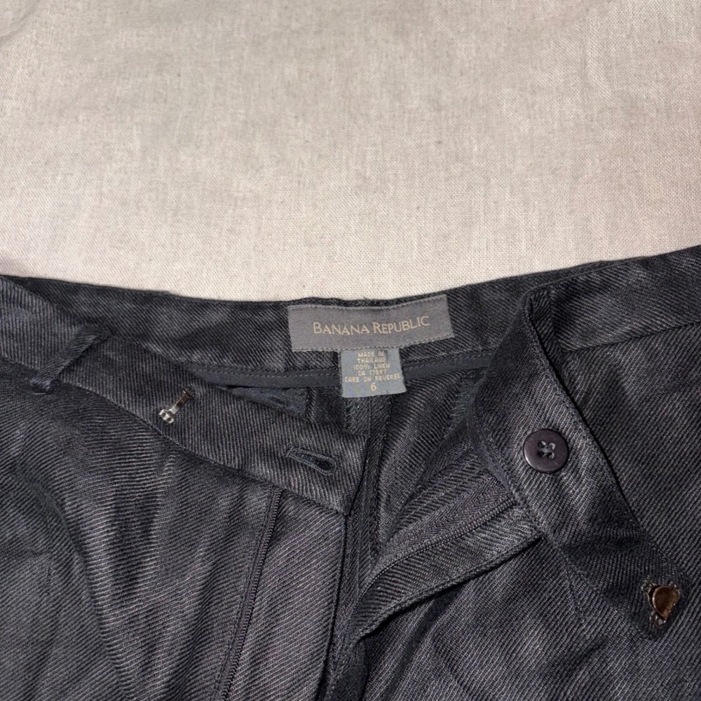 Banana Republic Black 100% Linen Straight Leg Trousers Pants Womens Size 6 - Picture 4 of 6